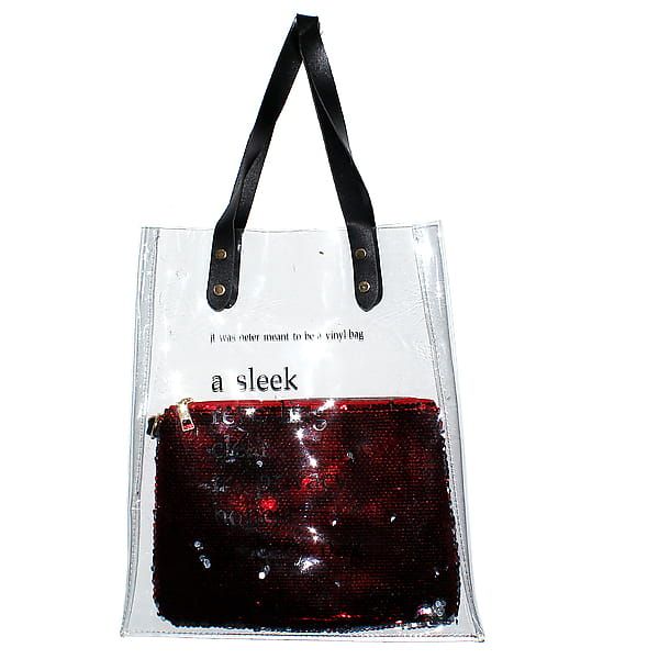 HIT Bag 2 in 1: transparent shopper + sequin clutch