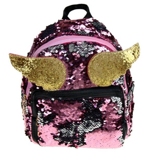 Sequin backpack with wings